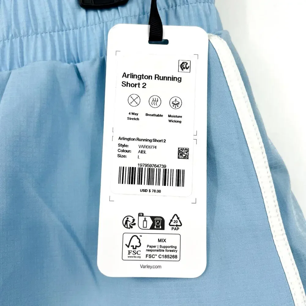 VARLEY Women's Arlington Running Shorts Large Airy Blue 2'' Inseam NWT - Picture 12 of 13